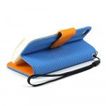 Wholesale iPhone 4S / 4 Anti-Slip Flip Leather Wallet Case with Stand (Blue-Orange)